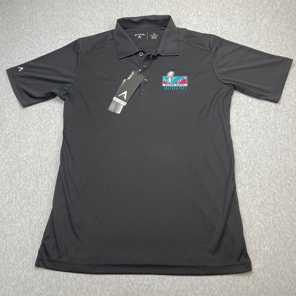 Antigua Super Bowl LVII Arizona 2023 Tribute Polo Shirt Mens Medium Black EH4476
